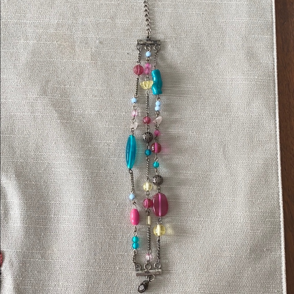 Turquoise/Pink 3 Strand Bracelet